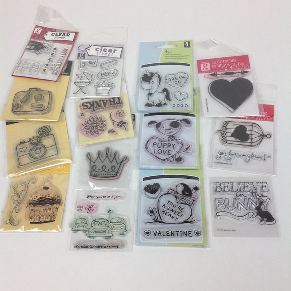 Small Clear Cling Stamp lot of 14 - Picture 1 of 8